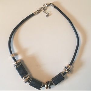 Forever 21 Gold and Black Leather Chunky Necklace